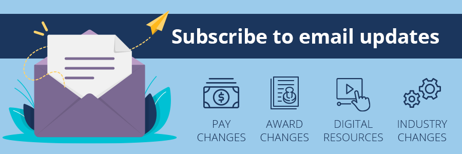 graphic promoting subscribing to Fair Work Ombudsman email updates