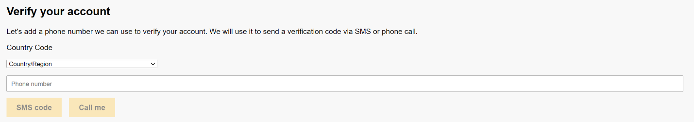 My account verify phone number prompt