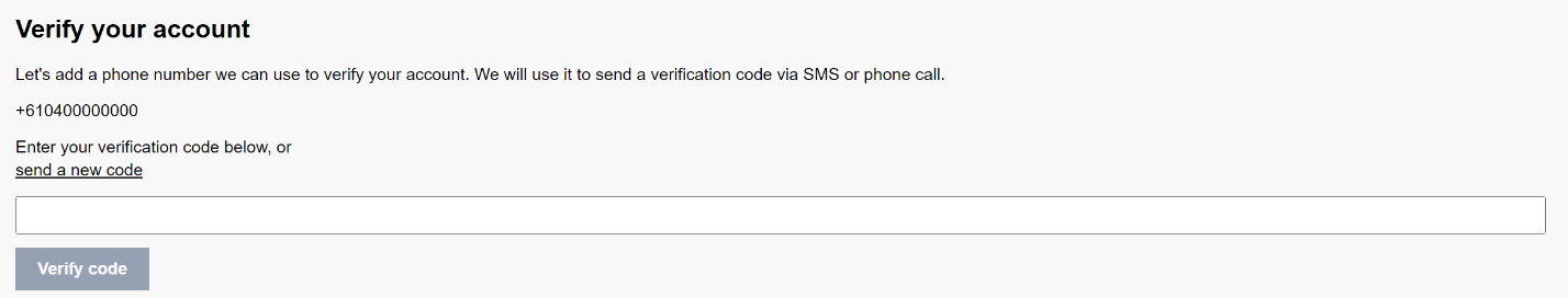Verify your account with SMS code prompt for new My account login