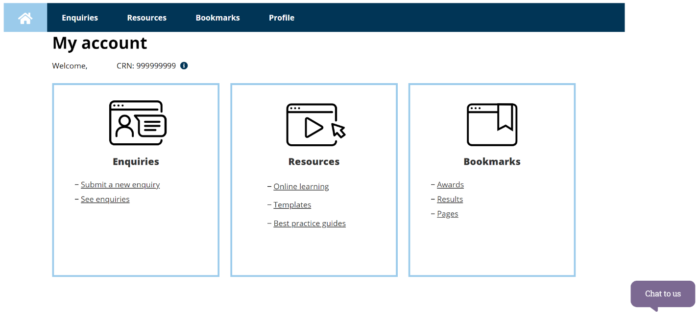 New My account dashboard