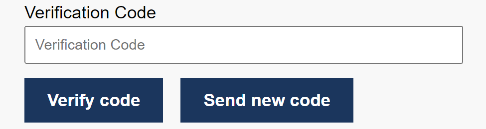 Verification code prompt for My account login