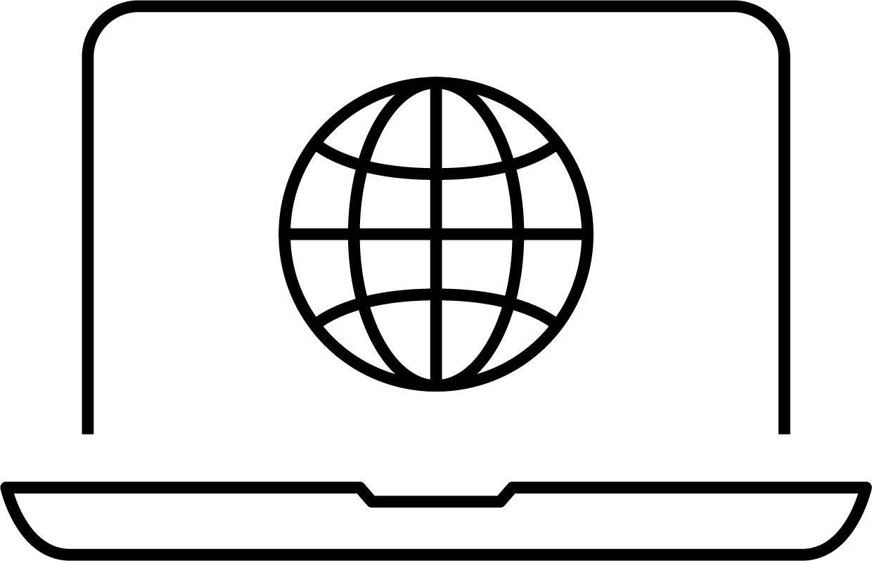 Icon of a computer with world icon