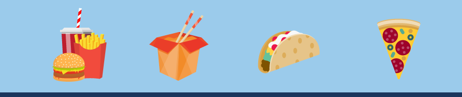Banner illustration using icons of fast food items