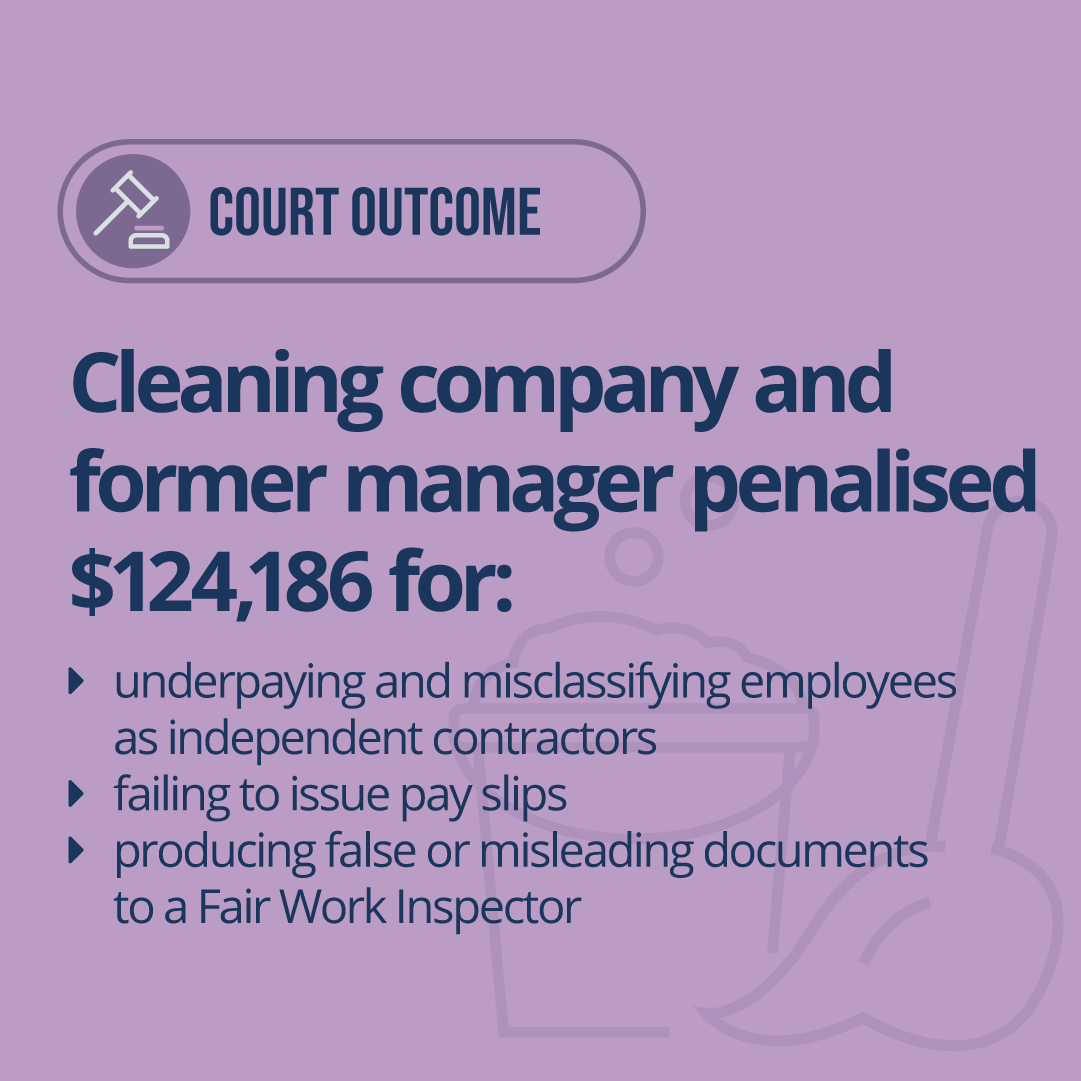 Cleaning company and former manager penalised media release