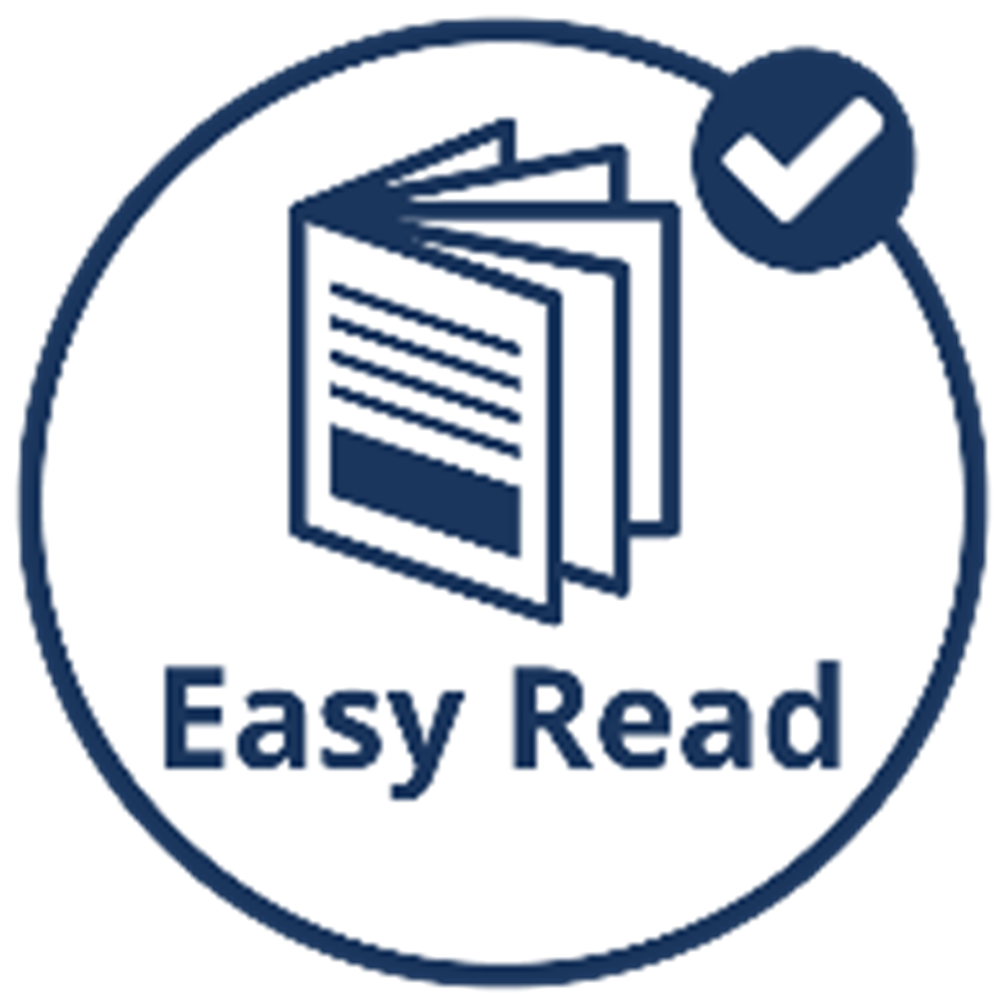 easy read icon of book in blue circle