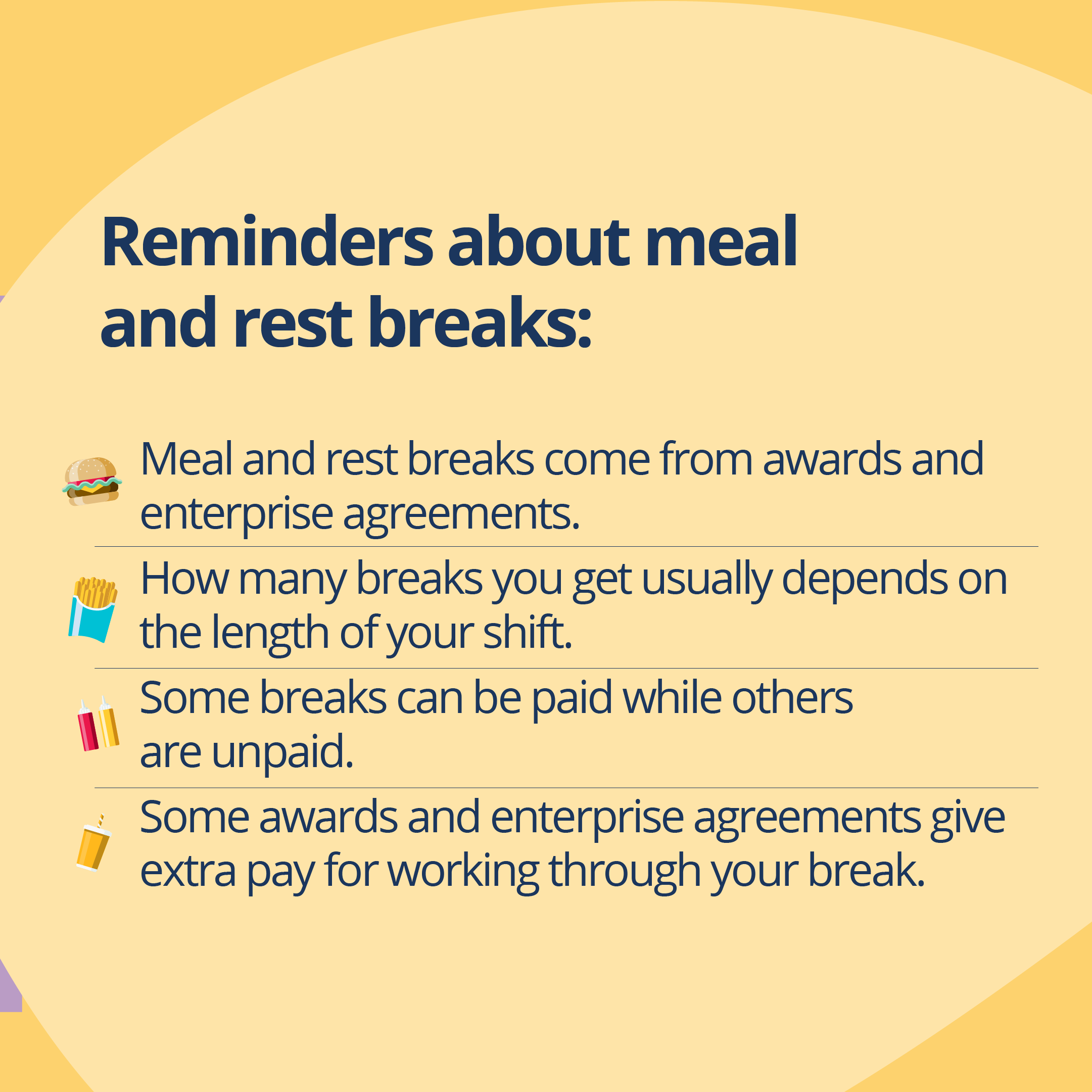 Reminders about meal and rest breaks