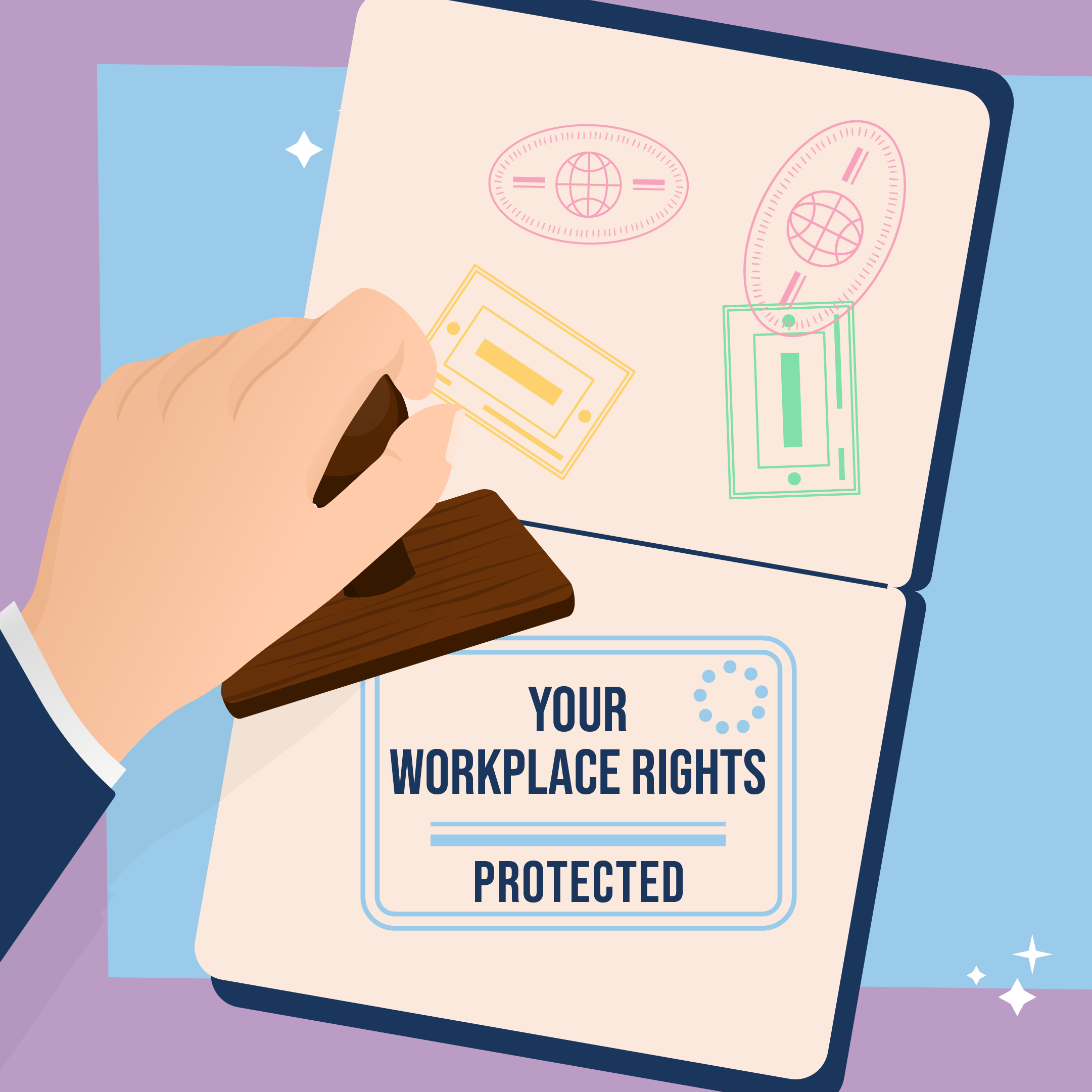 Illustration with text Your workplace rights are protected