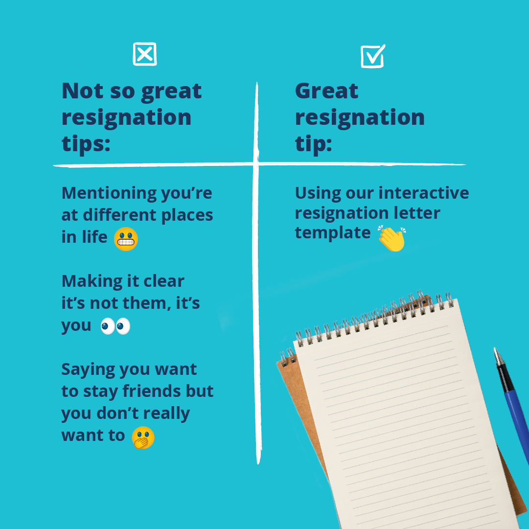 text of resignation tips that are great and not so great